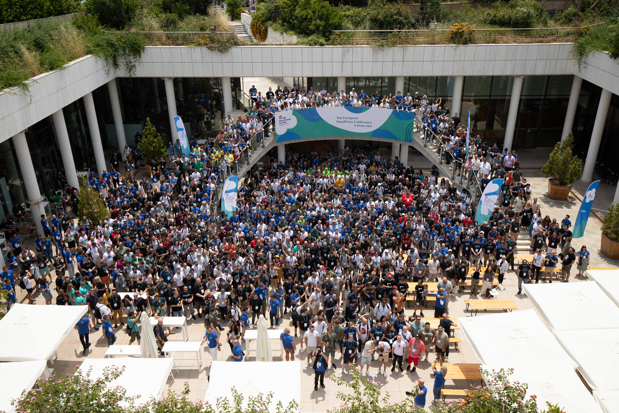 aerial photo of the attendees at WordCamp Europe 2023