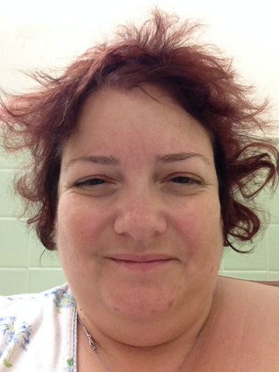 Michelle smiling with bedhead