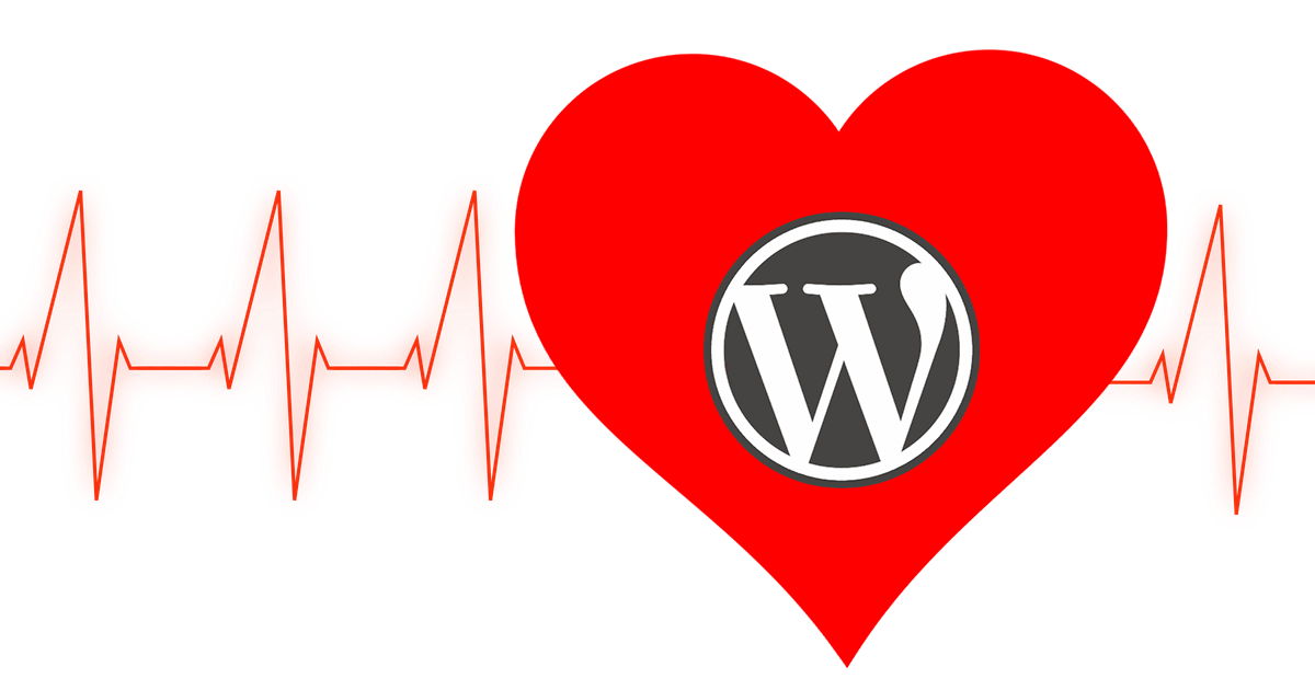 heartbeat with a heart and the WordPress logo