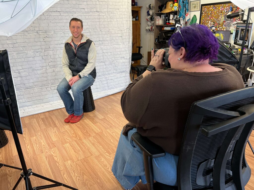 Michelle Frechette in photo shoot studio