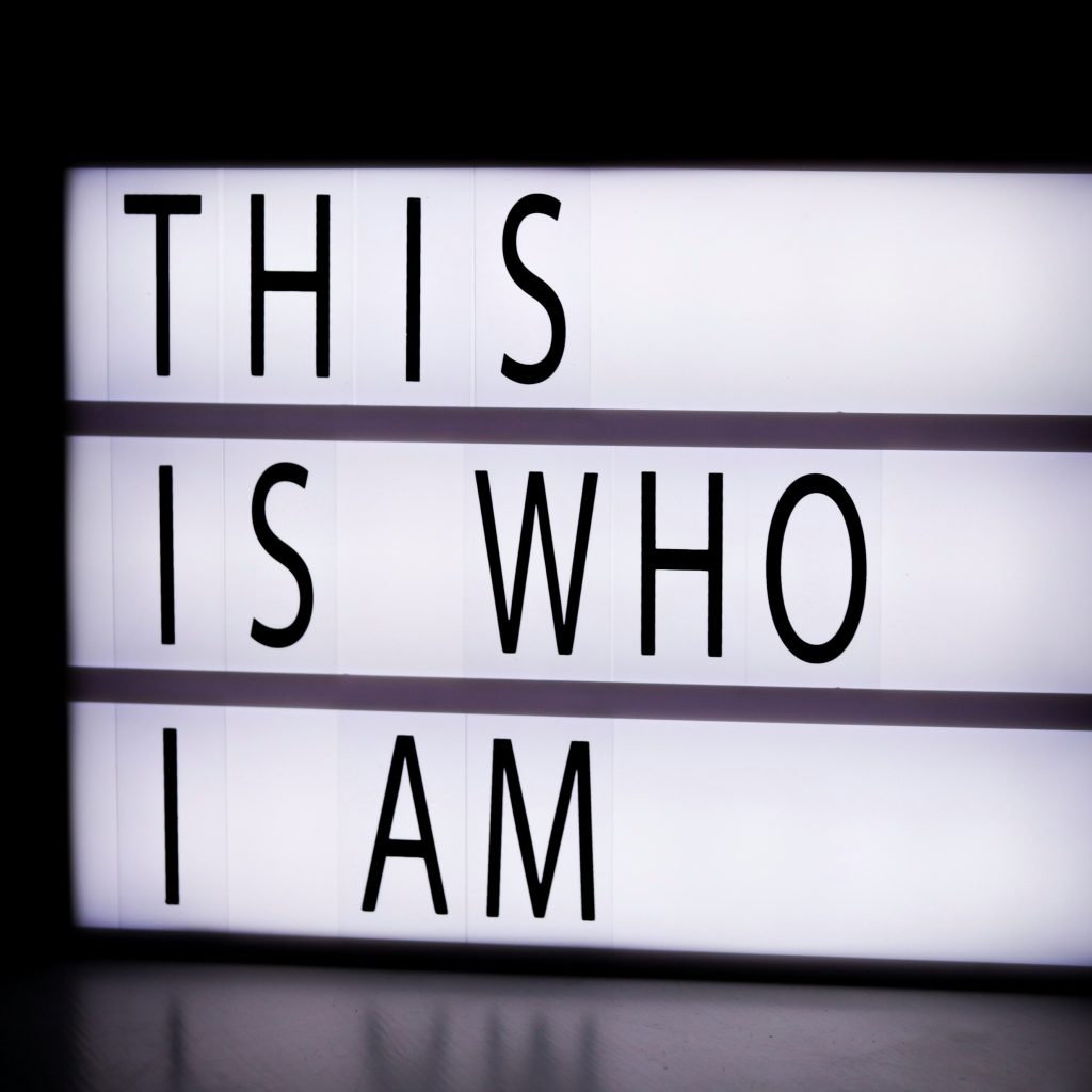 Lighted message board that says: This is who I am